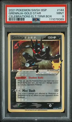 2021 POKEMON SWSH BLACK STAR PROMO #144 GRENINJA-GOLD STAR PSA 9 - Image 1