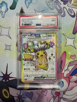Pokemon TCG Pikachu EX Ultra Rare Holo Card 219/191 Surging Sparks PSA 9 - Image 1