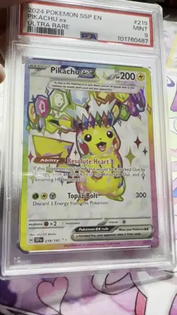 Pokemon TCG Pikachu EX Ultra Rare Holo Card 219/191 Surging Sparks PSA 9 - Image 2