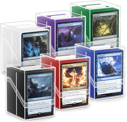 6 Pack Card Deck Boxes, Clear Commander Deck Case with 600Pcs Card Sleeves and D - Image 1