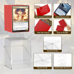 6 Pack Card Deck Boxes, Clear Commander Deck Case with 600Pcs Card Sleeves and D - Image 5