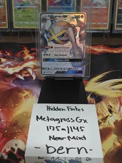 Pokemon Metagross GX Full Art Hidden Fates Shiny Ultra Rare Card 157a/145 - Image 1
