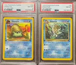 PSA 8 OMANYTE 52 OMASTAR 40 FOSSIL 1ST EDITION POKEMON NM MINT - Image 1