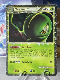 POKEMON TCG - Meganium (Prime) 109/123 Heartgold & Soulsilver Holo - PLAYED - Image 2