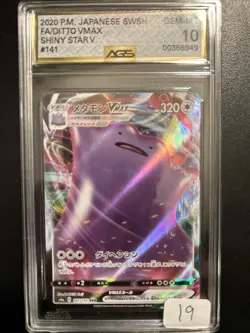 Pokemon TCG Ditto VMAX 141/190 S4a: Shiny Star V Holo (Japanese) AGS 10 GRADED - Image 1