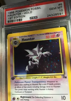 Pokemon Haunter Fossil 1st Edition Holo PSA 10 GEM MINT #6/62 1999 Card WOTC - Image 2
