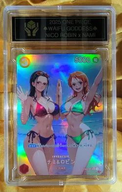 NICO x NAMI One Piece Anime Waifu Goddess CUSTOM CARD Gold/Black label - Image 1