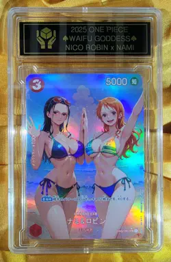 NICO x NAMI One Piece Anime Waifu Goddess CUSTOM CARD Gold/Black label - Image 2