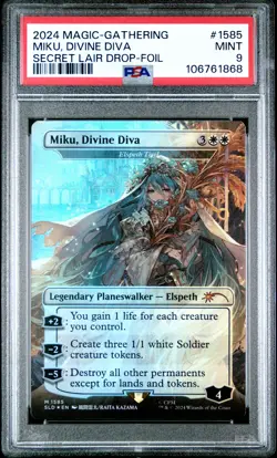 2024 MTG SECRET LAIR DROP FOIL #1585 MIKU, DIVINE DIVA PSA 9 - Image 1