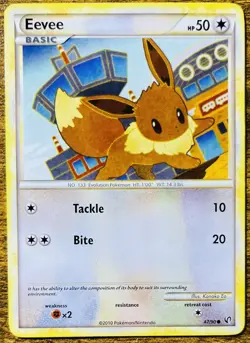 Pokemon HGSS HeartGold SoulSilver Undaunted Common Eevee 47/90 LP - Image 1