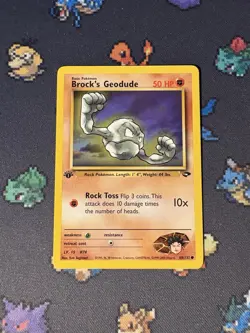 Pokemon Card Brock’s Geodude 68/132 Gym Challenge FIRST EDITION - (NM) - Image 1