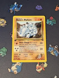 Pokemon Cards Blaine’s Rhyhorn 61/132 Gym Challenge FIRST EDITION - (NM) - Image 1