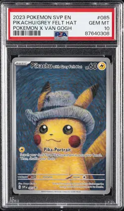 2023 POKEMON SVP EN-SV BLACK STAR PROMO #085 PIKACHU WITH GREY FELT HAT PSA 10 - Image 1