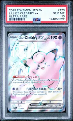2025 POKEMON JTG EN-JOURNEY TOGETHER ULTRA RARE #173 LILLIE'S CLEFAIRY EX PSA 10 - Image 1