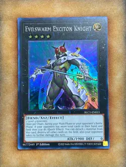 Yugioh Evilswarm Exciton Knight BLC1-EN015 Ultra Rare 1st Ed SILVER NM - Image 1