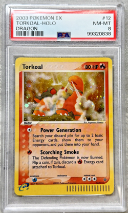Pokemon Card Torkoal Holo Rare PSA 8 NM-Mint, Ex Dragon #12, 2003 - Image 1