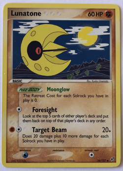 Pokemon TCG Card 2005 Deoxys - Lunatone 36/107 Non-Holo - Image 2