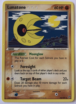 Pokemon TCG Card 2005 Deoxys - Lunatone 36/107 Non-Holo - Image 3