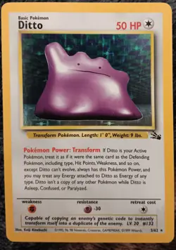 Unlimited Edition Ditto 3/62 Pokemon Card Fossil HOLO - WotC TCG - Image 1