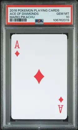 2016 POKEMON PLAYING CARDS MARIO PIKACHU ACE OF DIAMONDS PSA 10 - Image 1