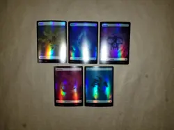 MTG Theros Beyond Death FOIL Basic Land Set of 5 (NM/M) One of Each Artwork! - Image 2