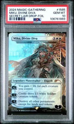 2024 MTG SECRET LAIR DROP FOIL #1585 MIKU, DIVINE DIVA PSA 10 - Image 1