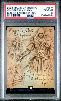 2024 MTG SECRET LAIR DROP FOIL #1574 WHISPERSILK CLOAK PSA 10 - Image 1