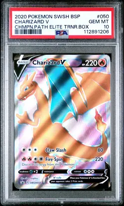 2020 POKEMON SWSH BLACK STAR PROMO #050 CHARIZARD V PSA 10 - Image 1