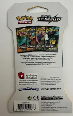 New & Sealed Pokemon TCG Sun & Moon Team Up Booster Pack Eevee Snorlax Artwork - Image 2