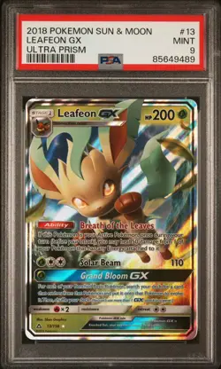 Pokemon PSA 9 Leafeon GX 13/156 Ultra Rare Sun & Moon Ultra Prism - Image 1