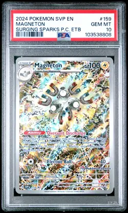2024 POKEMON SURGING SPARKS POKEMON CENTER ETB PROMO SVP #159 MAGNETON PSA 10 - Image 1