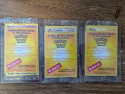 3x SEALED 1999 Pokemon Black Star Promo WB Movie Stamp PIKACHU DRAGONITE MEWTWO - Image 1