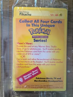 3x SEALED 1999 Pokemon Black Star Promo WB Movie Stamp PIKACHU DRAGONITE MEWTWO - Image 2