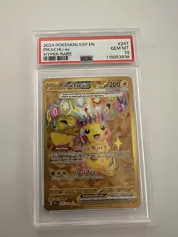 Pokemon 2024 SV Surging Sparks SSP en Pikachu EX #247/191 PSA 10 - Image 1