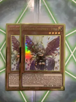 Yugioh! 2x Familiar Possessed - Lyna 1st Ed Premium Gold Rare MGED-EN013 - Image 1