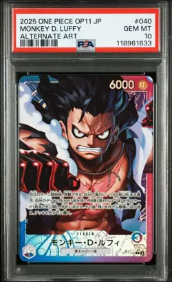 PSA 10 Monkey D. Luffy OP11-040 A Fist of Divine Speed One Piece Card Japanese - Image 1