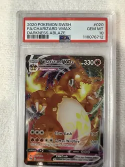 Pokemon TCG Charizard VMAX Darkness Ablaze Holo Ultra Rare Card PSA 10, 020/189 - Image 1