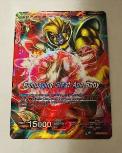 Dragon Ball Super Card Game Rampaging Great Ape Baby BT4-002 Leader Foil - Image 1
