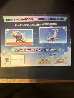 Pokemon Scarlet and Violet Shiny Legendary Code Card. New And Unscratched. - Image 1