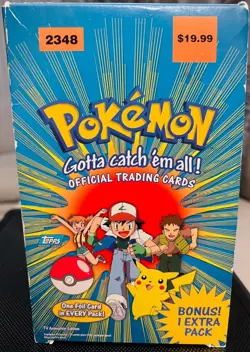 1999 Pokemon Official Trading Cards TOPPS Blue Label open BOX WITH sealed packs! - Image 1