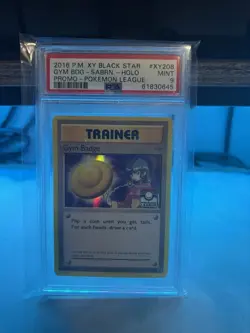 2016 P.M. XY Black Star GYM BDG Sabrn Xy208 Promo Pokemon League PSA 9 MINT - Image 1