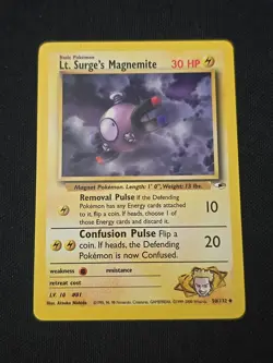 Lt. Surge's Magnemite 050/132 Gym Heroes Regular WOTC Vintage Pokemon TCG LP - Image 1