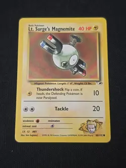 Lt. Surge's Magnemite 080/132 Gym Heroes Regular WOTC Vintage Pokemon TCG LP - Image 1