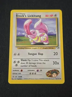 Brock's Lickitung 041/132 Gym Heroes Regular WOTC Vintage 2000 Pokemon TCG LP - Image 1