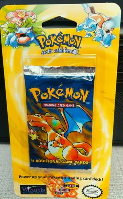 RARE! 1999 WOTC Pokemon Base Set Charizard Blister Booster Pack sealed new - Image 1