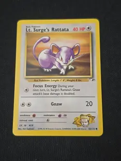 Lt. Surge's Rattata 082/132 Gym Heroes Regular WOTC Vintage 2000 Pokemon TCG LP - Image 1