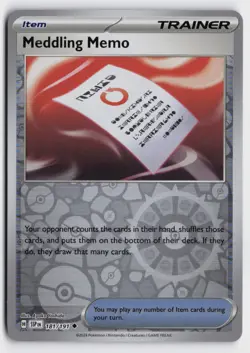 Pokemon Meddling Memo 181/191 Reverse Holo Uncommon SV08: Surging Sparks NM - Image 1