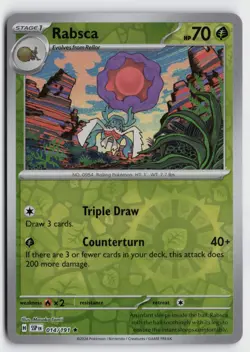 Pokemon Rabsca 014/191 Reverse Holo Rare SV08: Surging Sparks NM - Image 1
