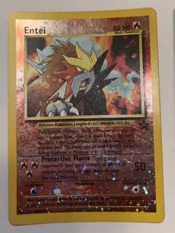 UNSEALED New Entei 34 Black Star Movie Promo Reverse Holo Pokemon Card - Image 1