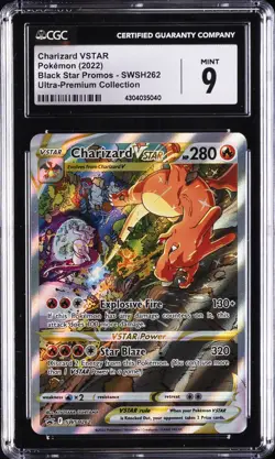 2022 POKEMON BLACK STAR PROMOS, UITRA-PREM COLL #SWSH262 CHARIZARD VSTAR CGC 9 - Image 1